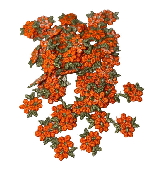Flower Embroidered Orange, 50 Count Pack .5" x .5"