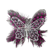 Load image into Gallery viewer, Butterfly with Pink Feathers, Embroidered with Pin 2.5&quot; x 2&quot;