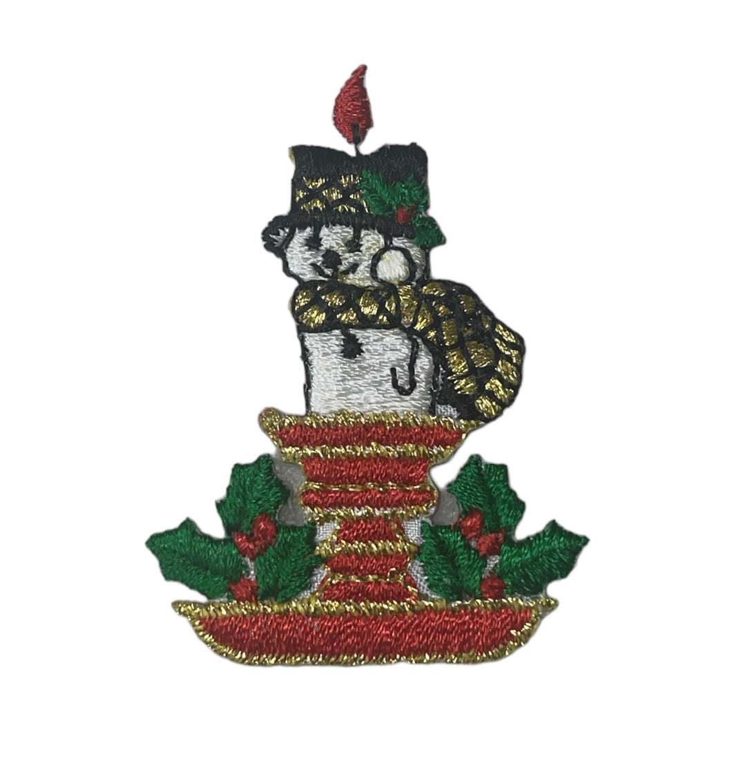 Snowman Candle Embroidered, 2.5