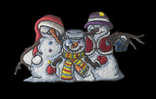 Load image into Gallery viewer, Snowman Trio Dressed for Christmas Embroidered Iron-On 2&#39; x 3&quot;