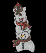 Load image into Gallery viewer, Snowmen Three Stacked, Embroidered Iron-on 4&quot; x 2&quot;