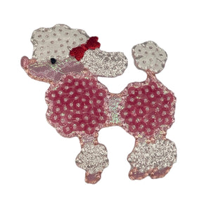 Poodle Pink and white Embroidery 2" x 2"