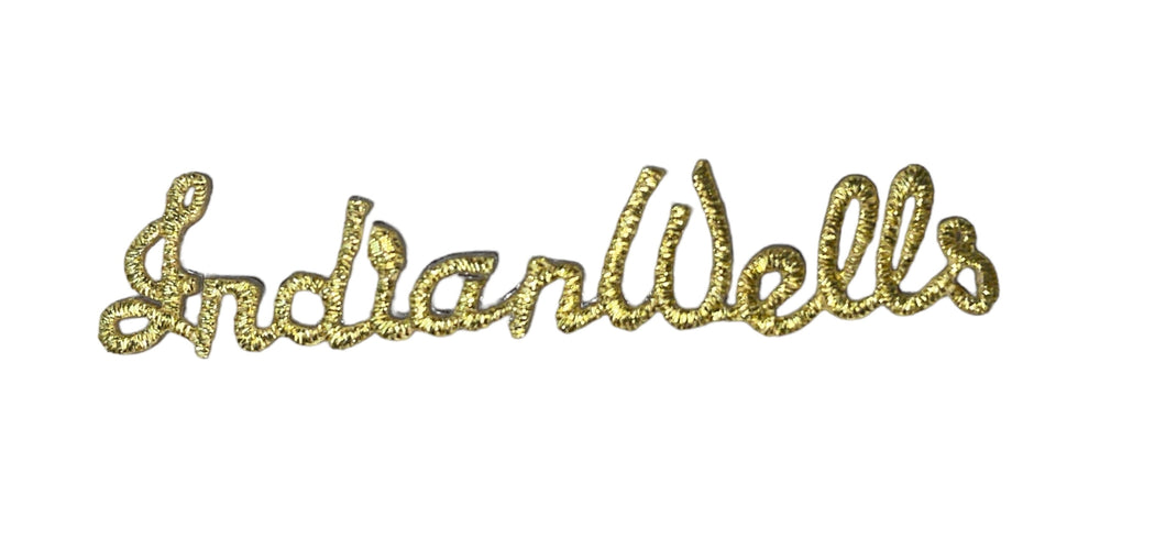 Indian Wells Word with Iron-on Gold Metallic Threads 0.5