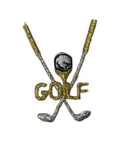 Golf Club Ball and Word Golf, Embroidered Iron-On 1.5" x 1.5"