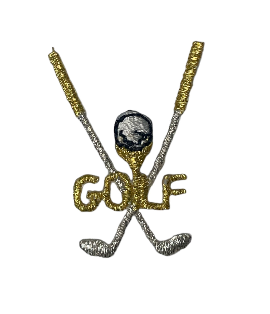Golf Club Ball and Word Golf, Embroidered Iron-On 1.5