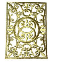 Load image into Gallery viewer, Designer Motif Metallic Gold Embroidered Iron-On 9.75&quot; x7&quot;