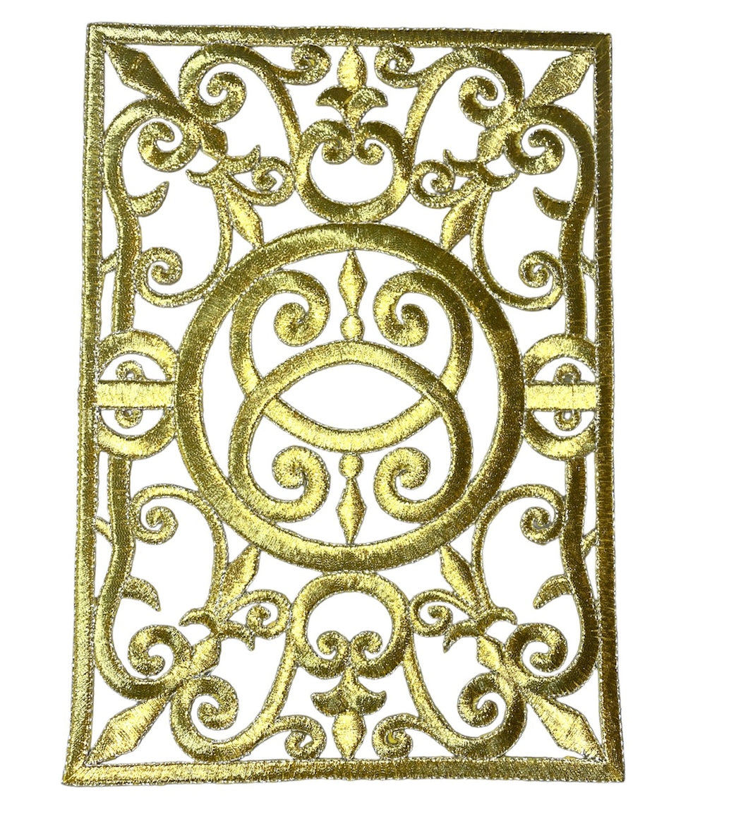 Designer Motif Metallic Gold Embroidered Iron-On 9.75