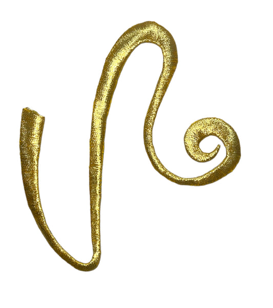 Designer Motif Art Deco Swirl, Metallic Gold, Embroidered Iron-On 4.5" x 4"