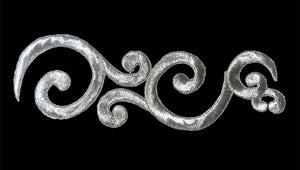Designer Motif Metallic Silver Embroidered Iron-on 7" x 2"