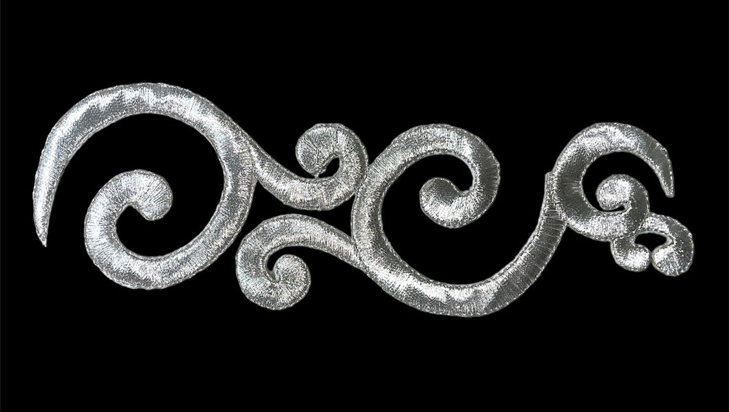 Designer Motif Metallic Silver Embroidered Iron-on 7
