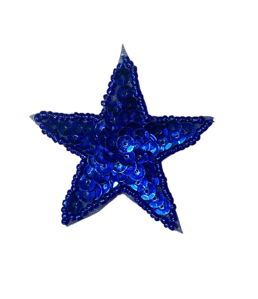 Star with Royal Blue Sequins and Beads 2"