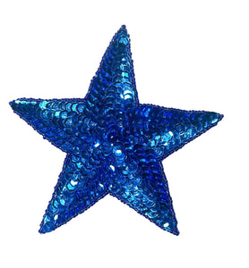 Star with Royal Blue Sequins and Beads 5"