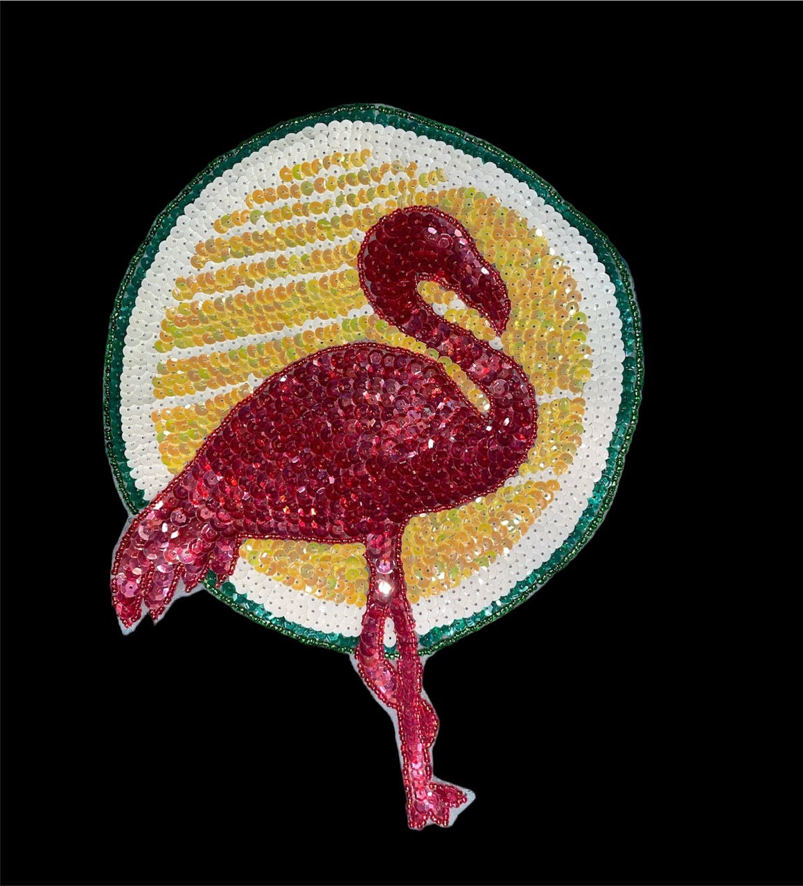 Pink Flamingo with Yellow Sun 10" x 7.25"