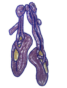 Ballet Slippers with Purple Iridescent Sequins and Beads 10" x 5"