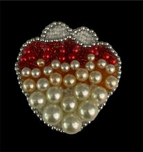 Load image into Gallery viewer, Seashell with White and Red Beads and Pearls 2.5&quot; x 2.5&quot;