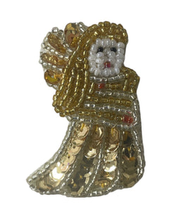 Angel with Gold Sequins andBeads 2" X 1.5"