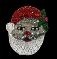 Choice of Size Santa Face with White Beard and Holly