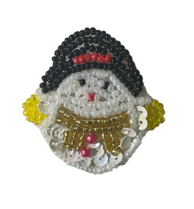 Snowman with Multi-Color Beads 1.75" X 1.75"