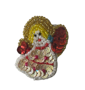Choice of Size Angel with Red and Beige Sequins and Beads