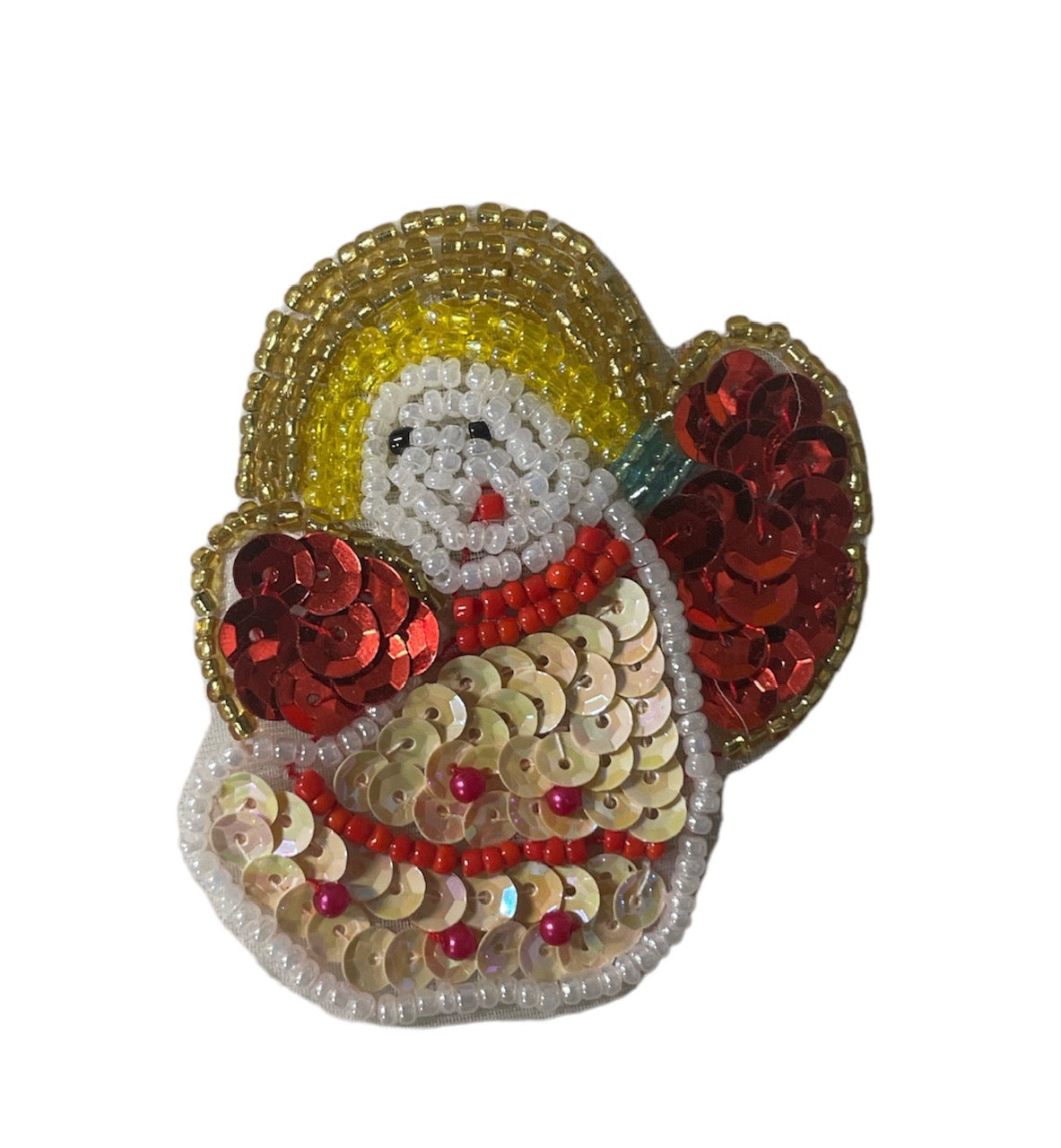 Choice of Size Angel with Red and Beige Sequins and Beads