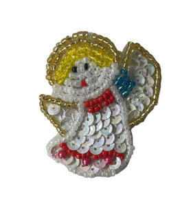 Angel with Red White Turquoise Sequins and Beads 1.75" x 1.5"