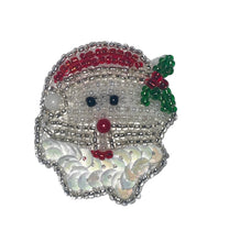 Load image into Gallery viewer, Santa Face with Hat and Holly 2&quot; x 1.5&quot;