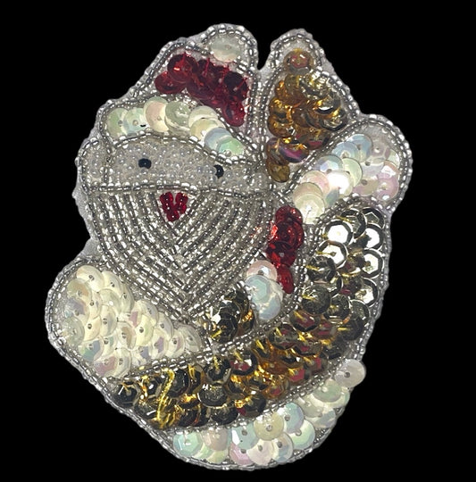 Santa in Gold and White Sleigh 3"