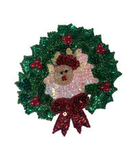 Load image into Gallery viewer, Wreath with Santa and Red Bow 4&quot;x 4&quot;