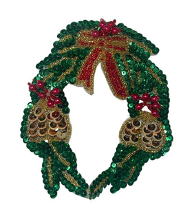 Wreath for Christmas with Pine Cones and Bow 5" X 4.75"