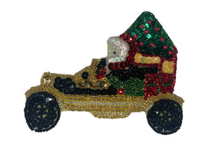 Santa driving a Car with Presents 3.5" x 4.75"