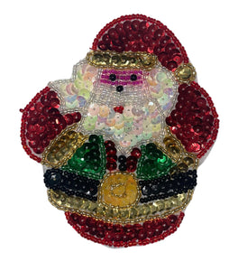 Santa Round and Colorful Sequins 4" x 3"