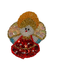 Load image into Gallery viewer, Angel Red Gold Orange Sequins and Beads 2&quot; x 1.5&quot;