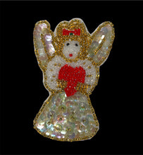 Load image into Gallery viewer, Angel with White Sequins and Gold Beads 4&quot; x 2.5&quot;