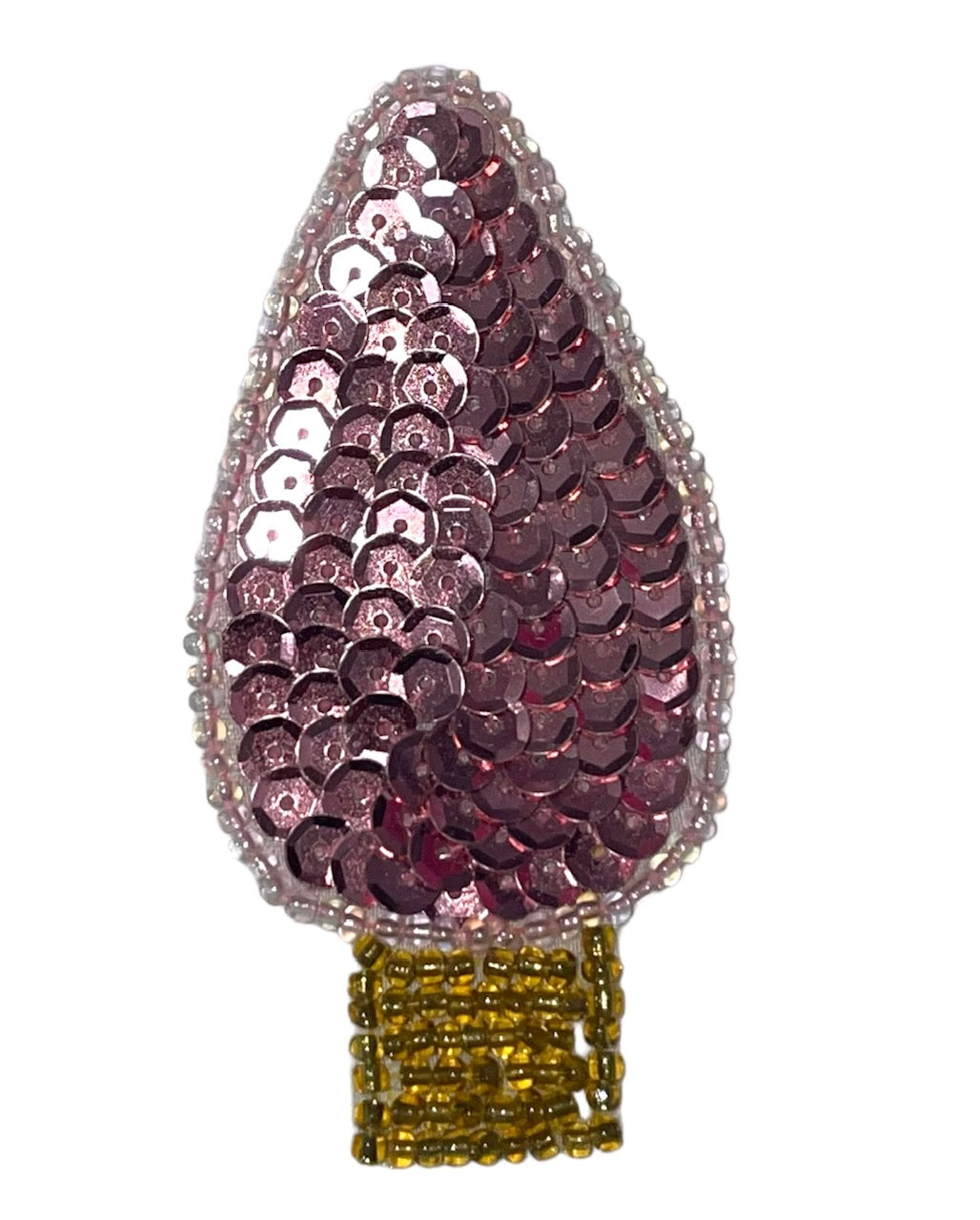 Christmas Light Bulb Pink Sequins 1.5"