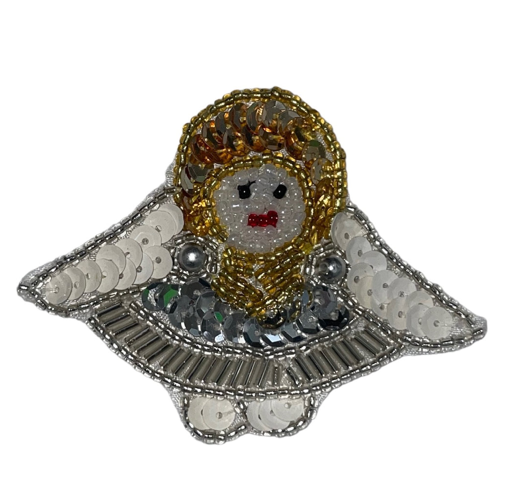 Angel with China White, Gold, Silver Sequins and Beads 2