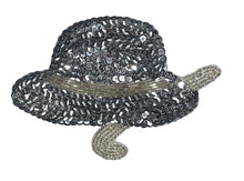 Load image into Gallery viewer, Hat and Cane with Silver Sequins and Beads 4&quot; x 5.75&quot;
