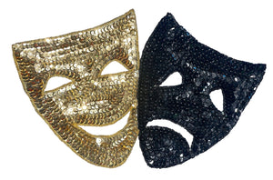 Mardi Gras Masks Black and Gold Sequins 7" x 10"