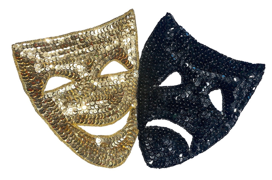 Mardi Gras Masks Black and Gold Sequins 7
