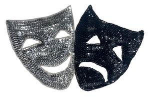 Mardi Gras Mask Silver and Black Sequins 6" X 10"