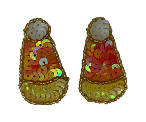 Candy Corn Pair, Sequin Beaded in 3 variants in size: 1.5", 1.75" , 2"