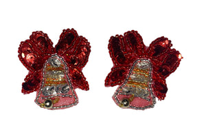 Christmas Bells Red Bows with Little Bells 1.5" X 1.5"