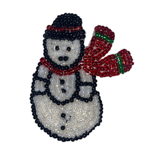 Snowman all Beaded with Scarf 2.5" x 1.5"