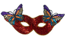 Load image into Gallery viewer, Mask with Butterfly Red Sequins 11.25&quot; x 5.5&quot;