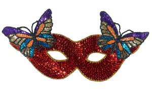 Mask with Butterfly Red Sequins 11.25" x 5.5"