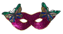 Load image into Gallery viewer, Mask with Butterfly Fuchsia Sequins 11.25&quot; x 5.5&quot;