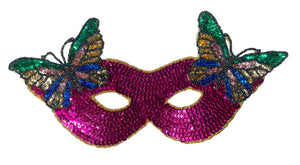 Mask with Butterfly Fuchsia Sequins 11.25" x 5.5"