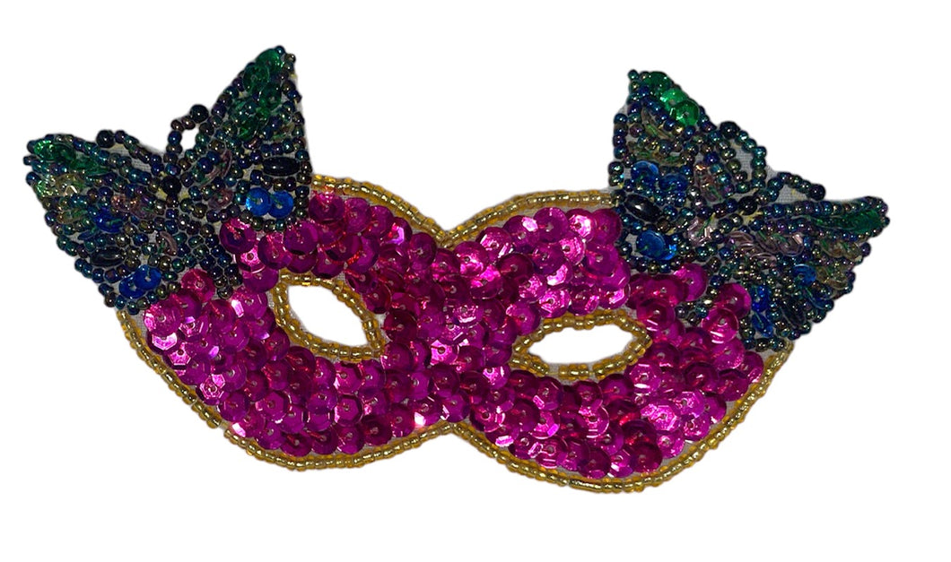 Mask with Butterfly Fuchsia Sequins 5.5