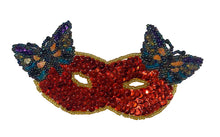 Load image into Gallery viewer, Mask with Butterfly Red Sequins 5.5&quot; x 2.5&quot;