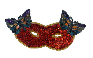Mask with Butterfly Red Sequins 5.5" x 2.5"