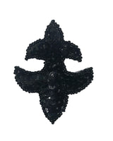 Fleur de lis black sequins and beads 2.5